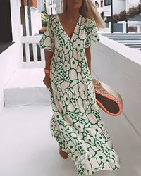 Leticia | Damen Bedrucktes V-Ausschnitt Sommerkleid