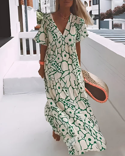 Leticia | Damen Bedrucktes V-Ausschnitt Sommerkleid