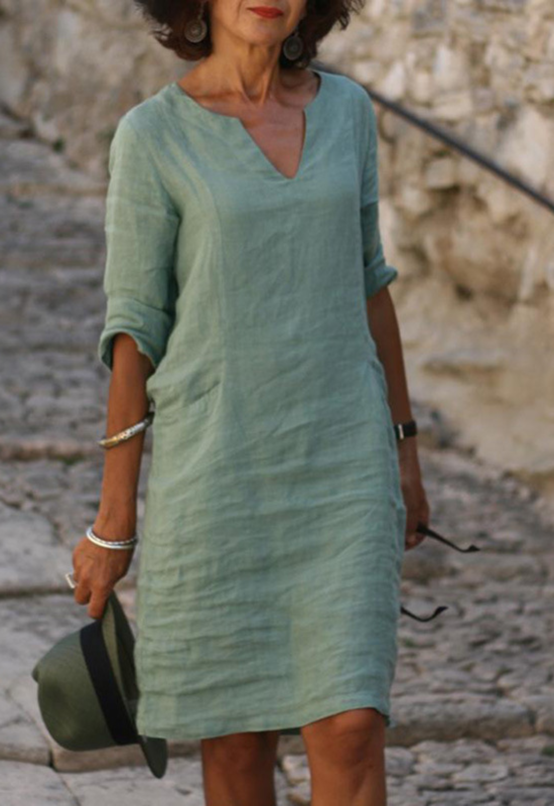 Damen Kerbausschnitt Sommer Midi Kleid