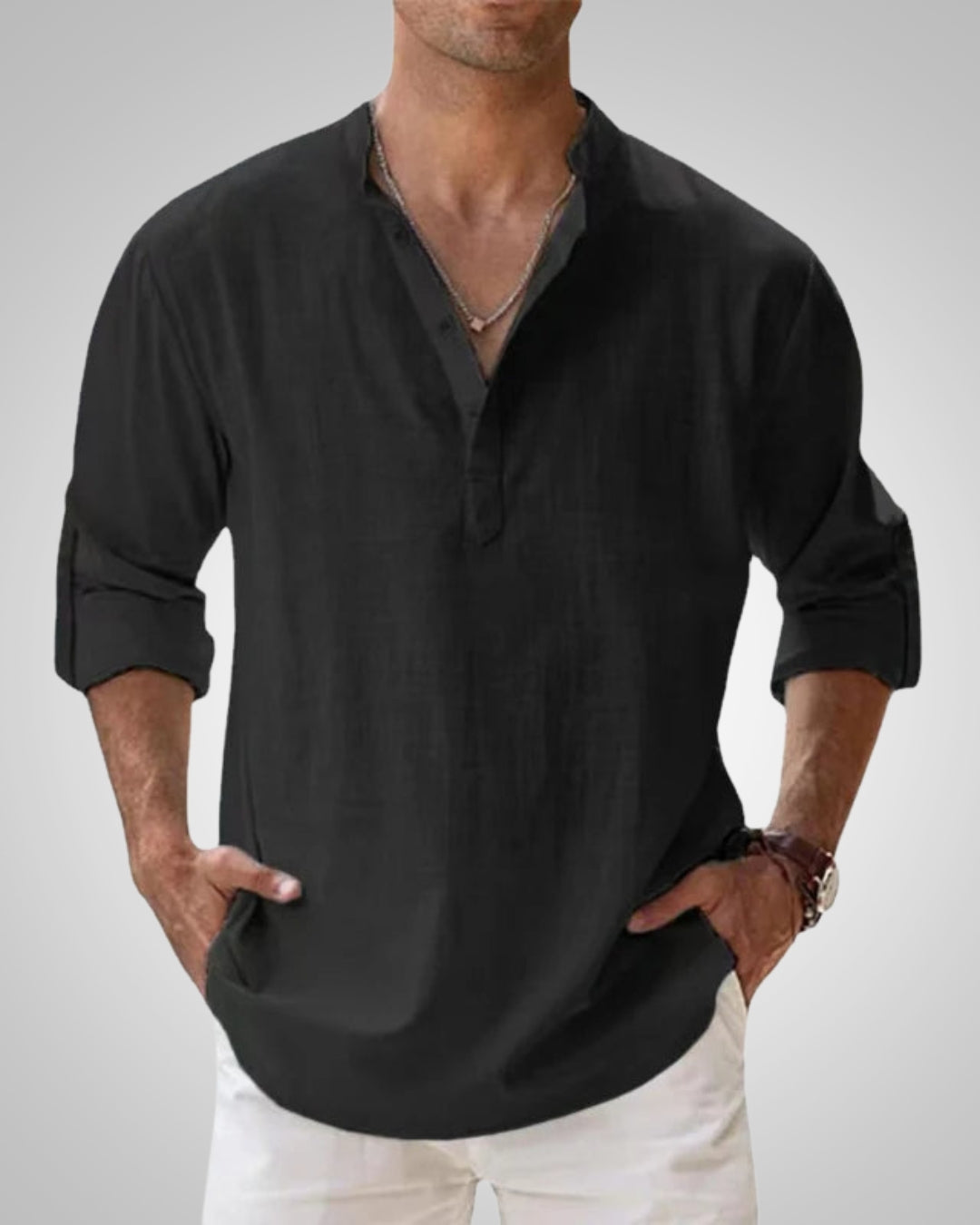 Martin | Herren Klassiker Leinen Henleyshirt