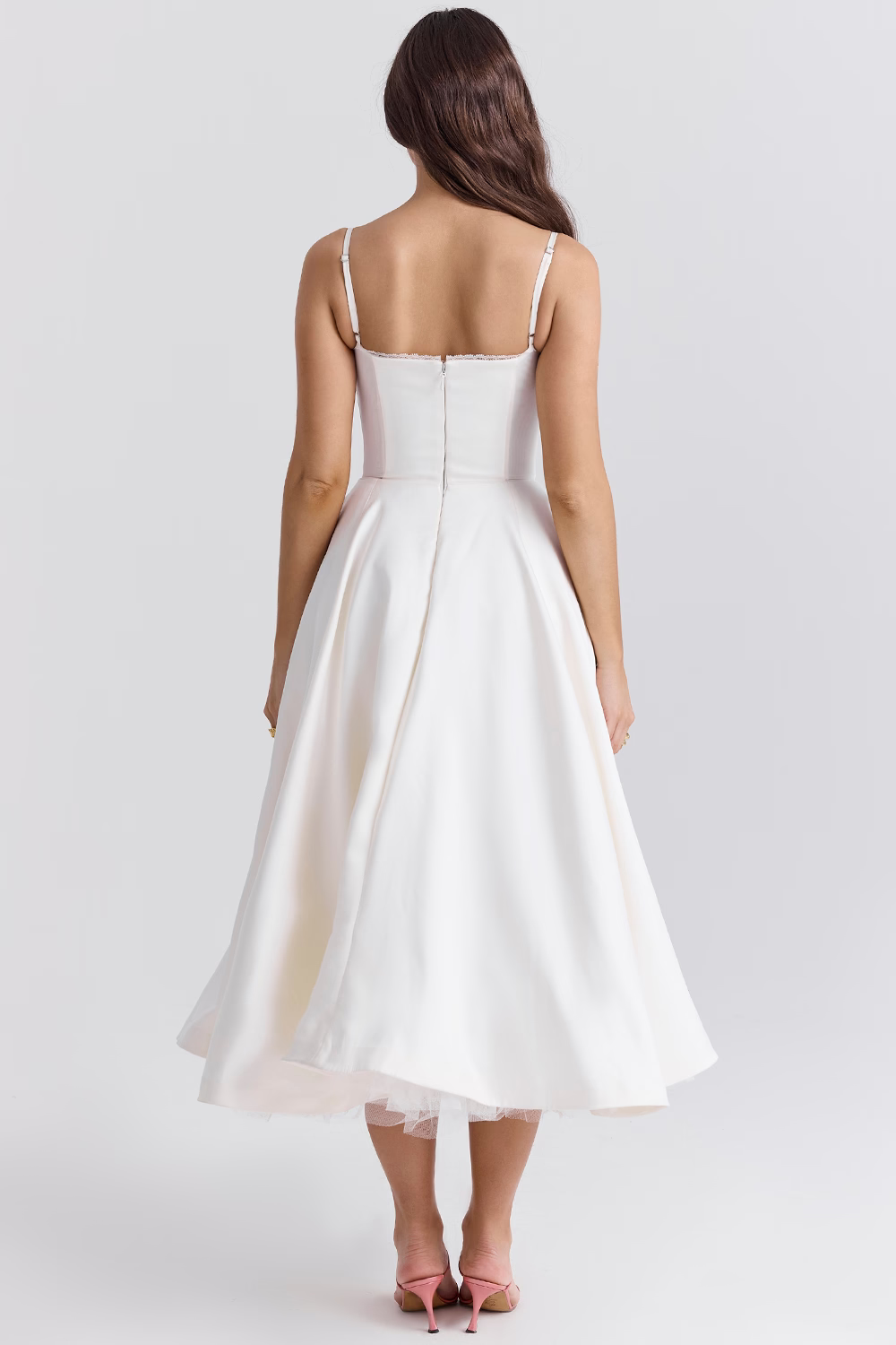 Damen Sommer Spaghettiträger Hochzeitsgast Midikleid