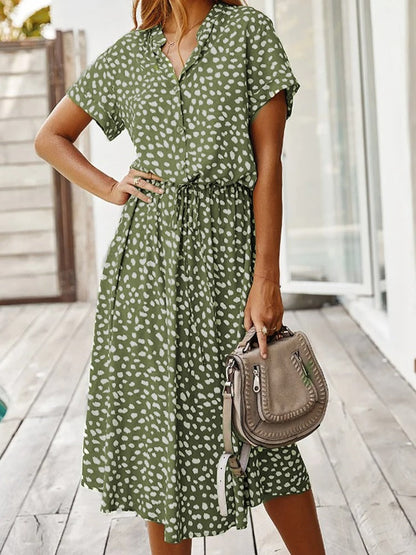 Anna | Damen Lässiges Bedrucktes Hemdkleid