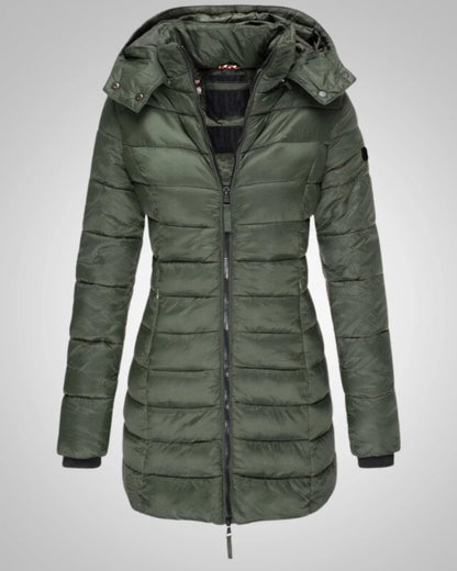 Ella | Damen Lange Kapuzen Winter Daunenjacke