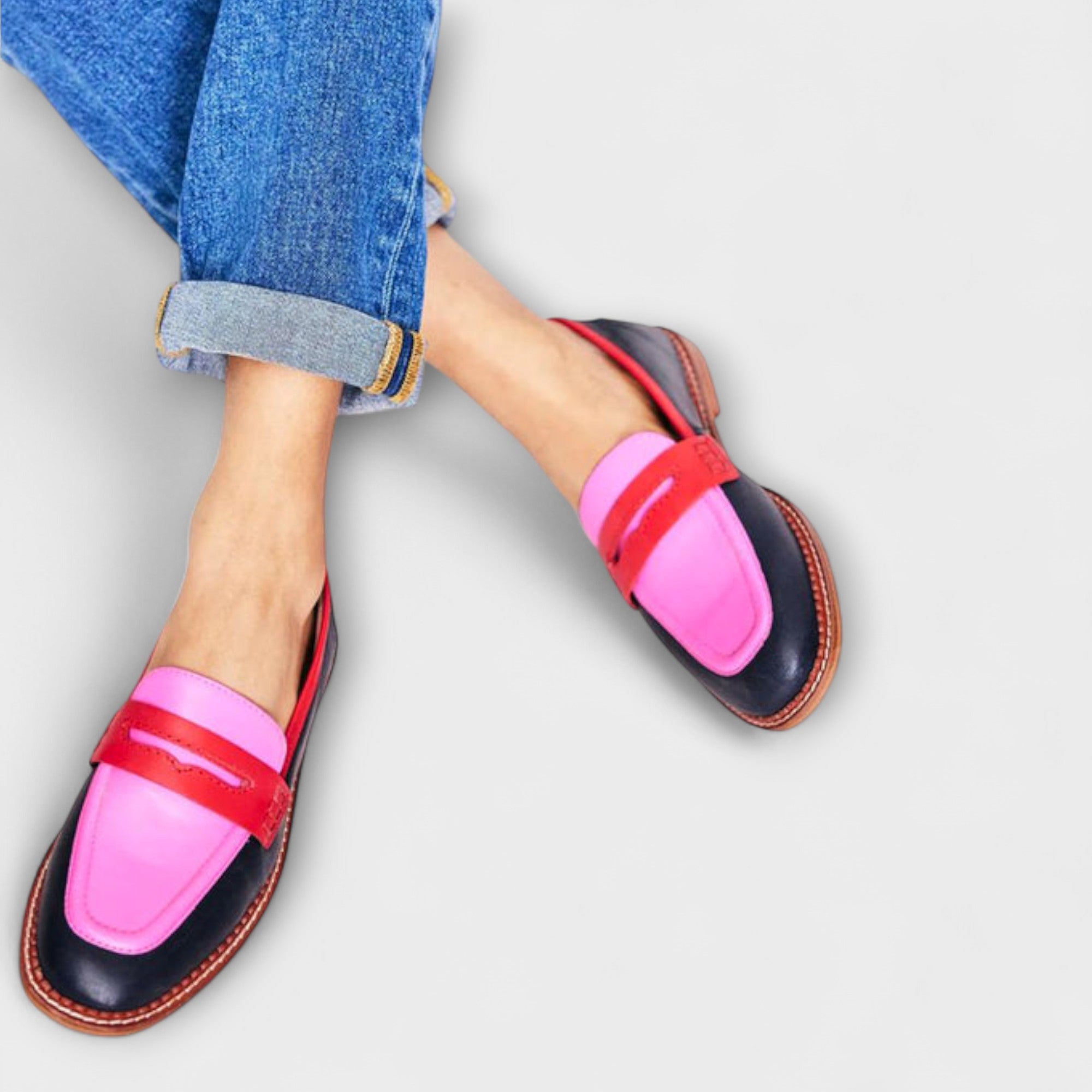 Damen Lässig Flache Loafers mit Riemen