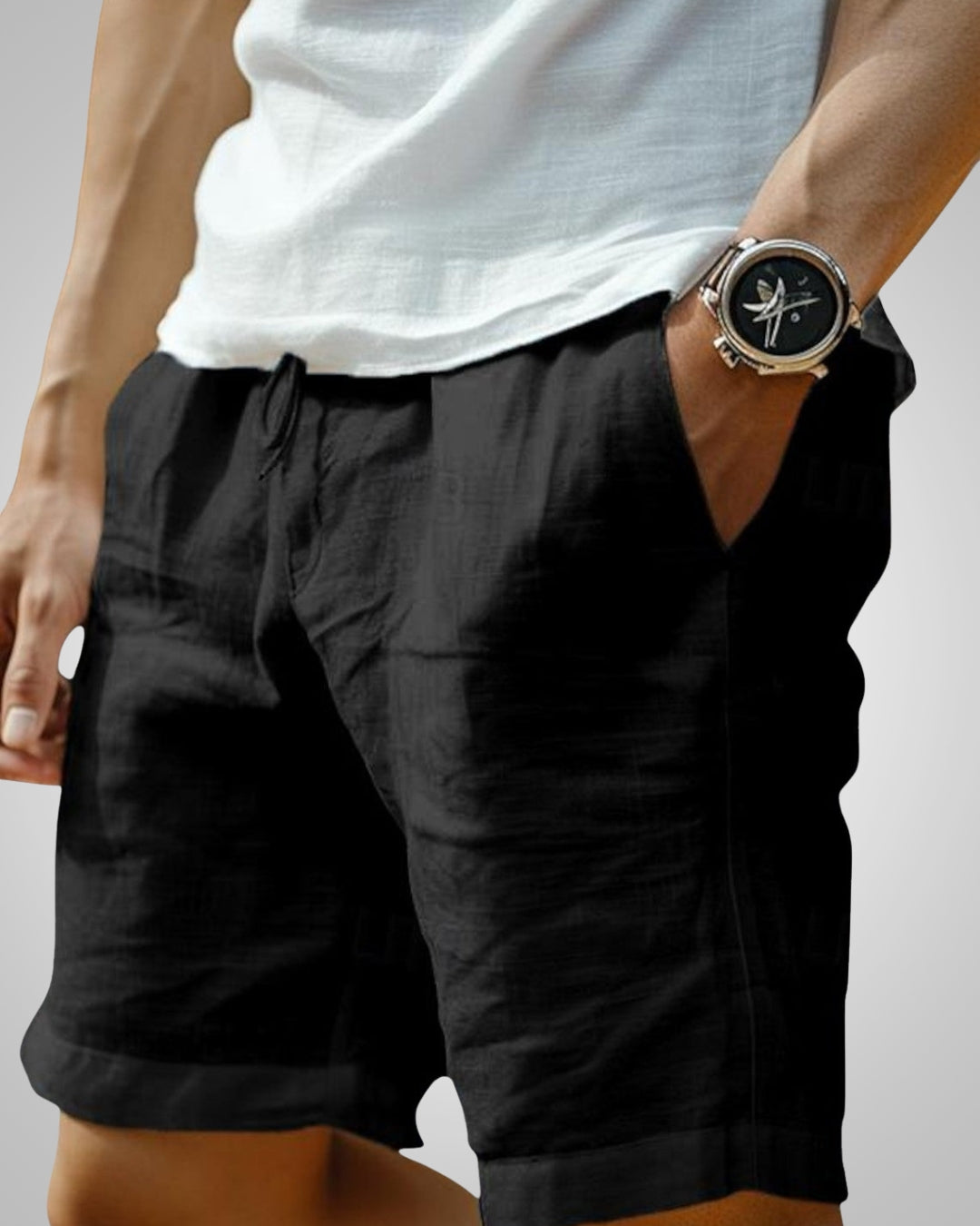 Herren Elastischer Bund Leinen Sommer Shorts