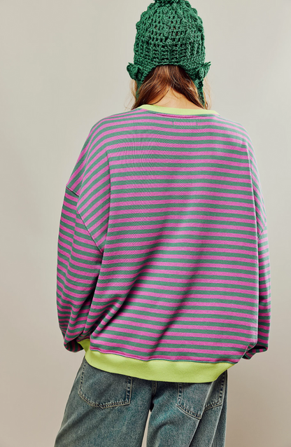 Damen Lässig Rundhals Langarm Shirt Pullover