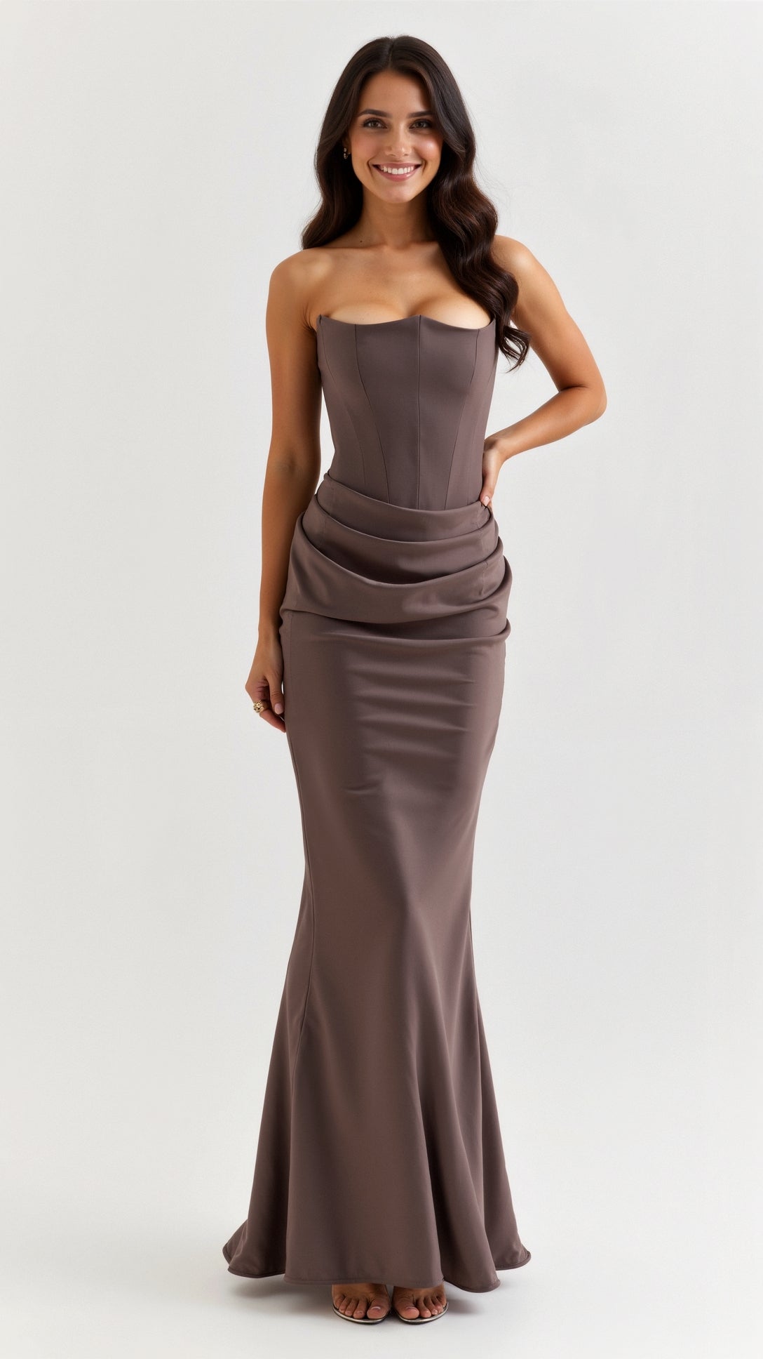 Damen Festliches Korsett Maxi Hochzeitsgastkleid