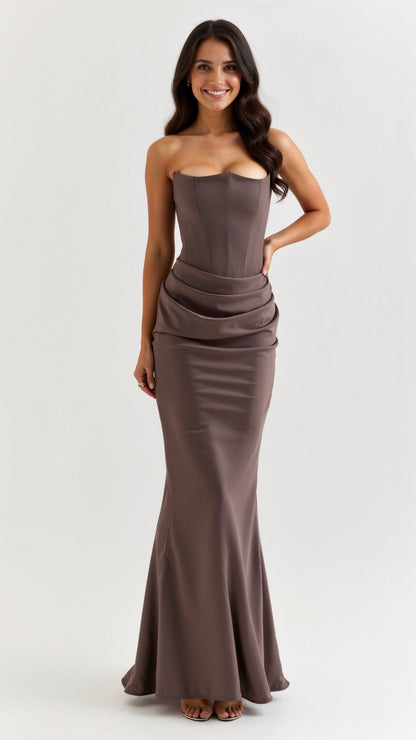 Damen Festliches Korsett Maxi Hochzeitsgastkleid