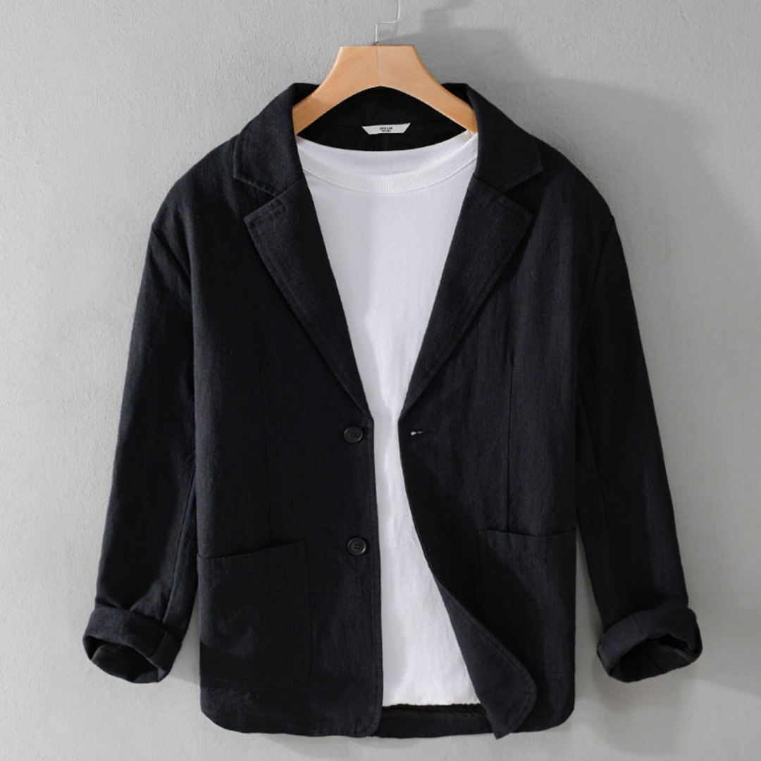 Herren Sommer Reverskragen Leinen Blazer