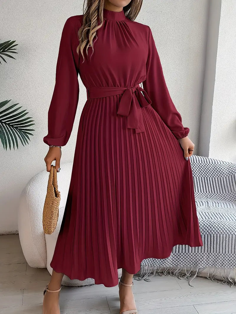 Damen Sommer Plissierter Abend Midikleid