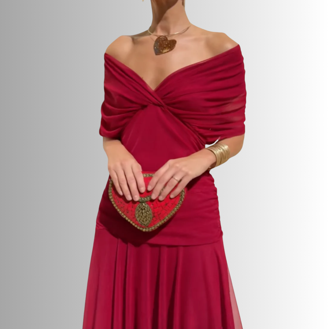 Damen Elegantes Schulterfrei Sommerkleid