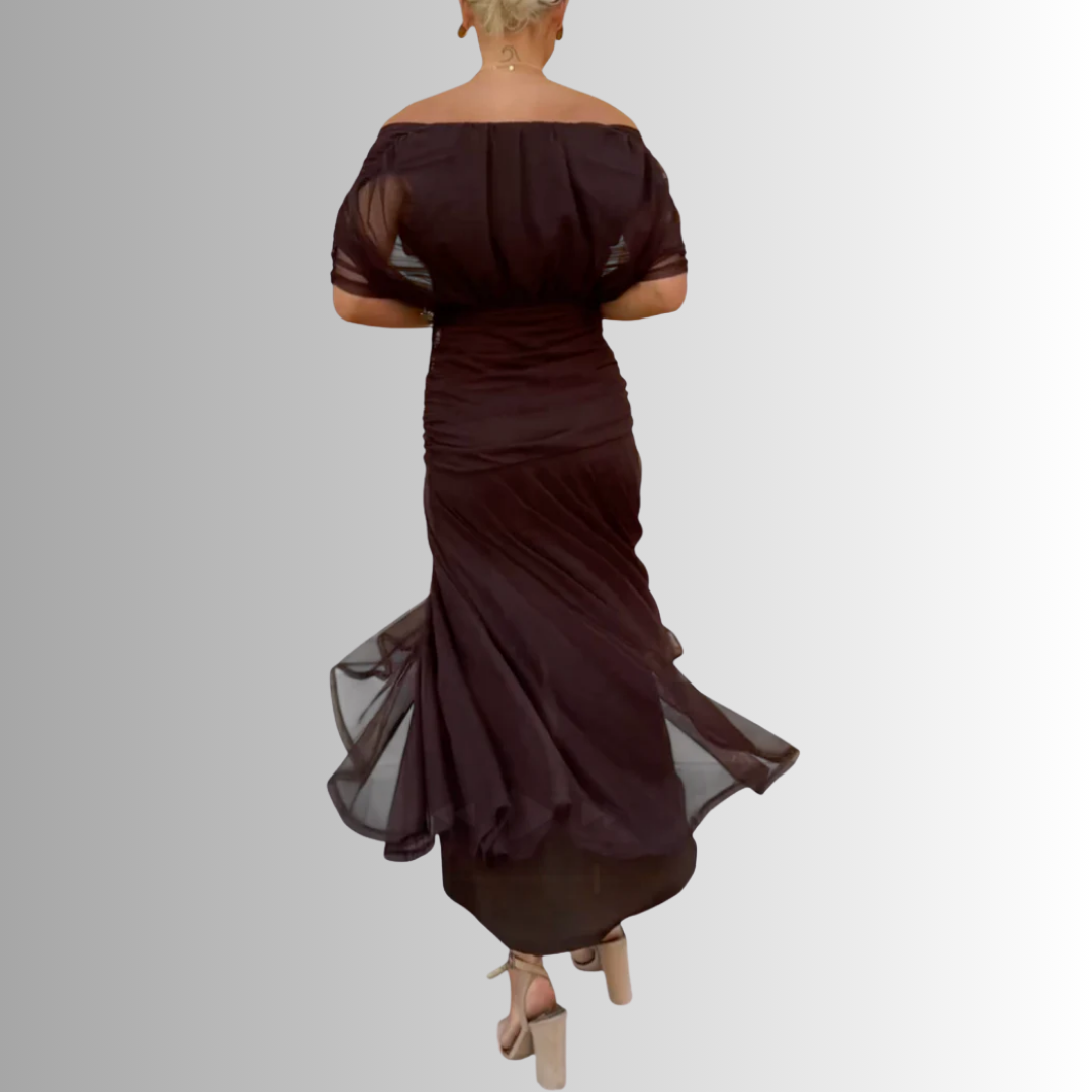 Damen Elegantes Schulterfrei Sommerkleid