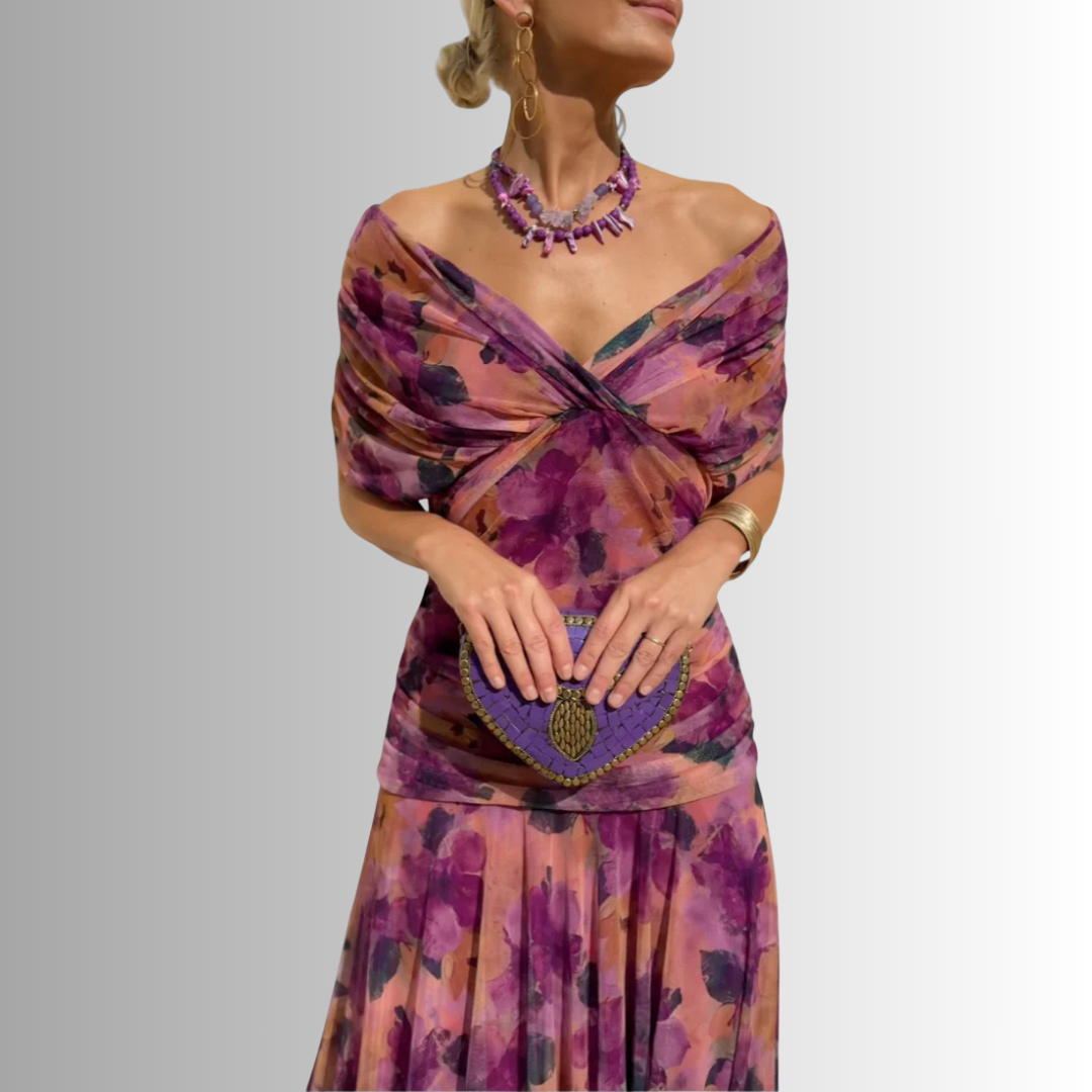 Damen Elegantes Schulterfrei Sommerkleid