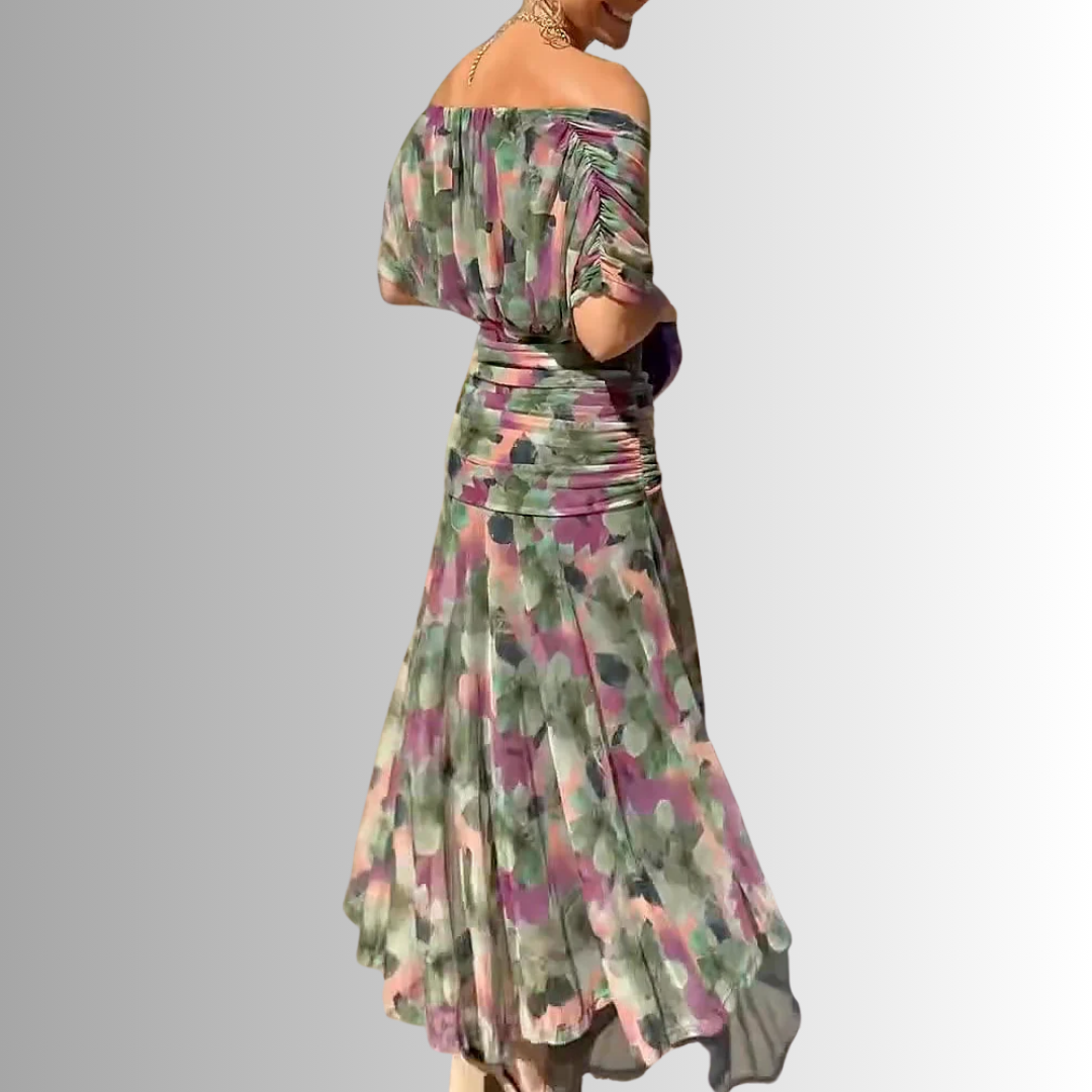 Damen Elegantes Schulterfrei Sommerkleid