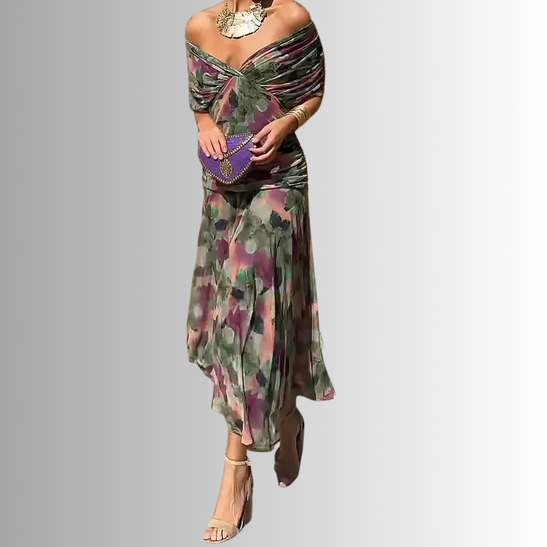 Damen Elegantes Schulterfrei Sommerkleid