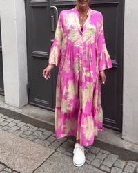 Damen Blumen Gestuft Maxi Sommerkleid