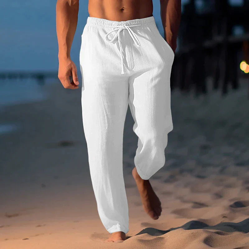 Herren Kordelzug Leinen Sommer Hose