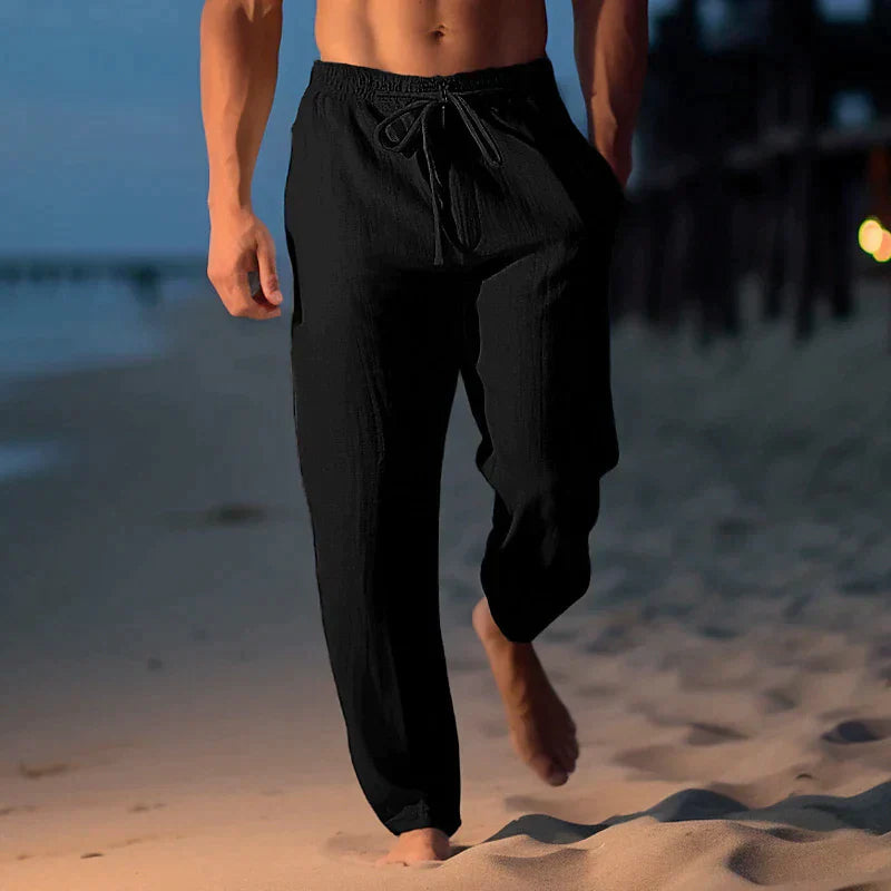 Herren Kordelzug Leinen Sommer Hose