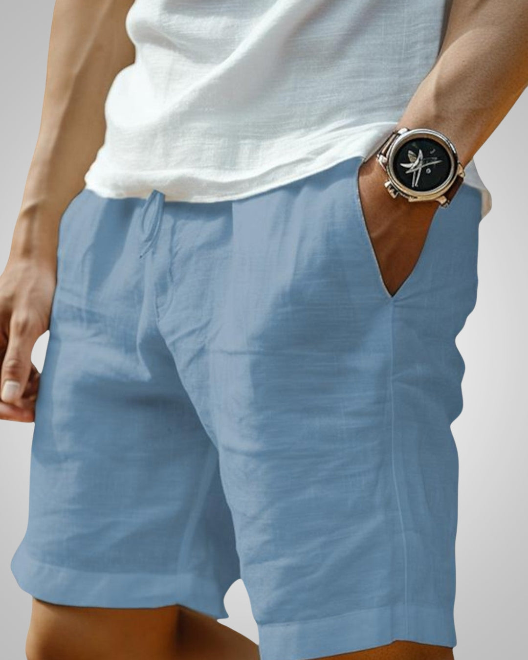 Herren Elastischer Bund Leinen Sommer Shorts
