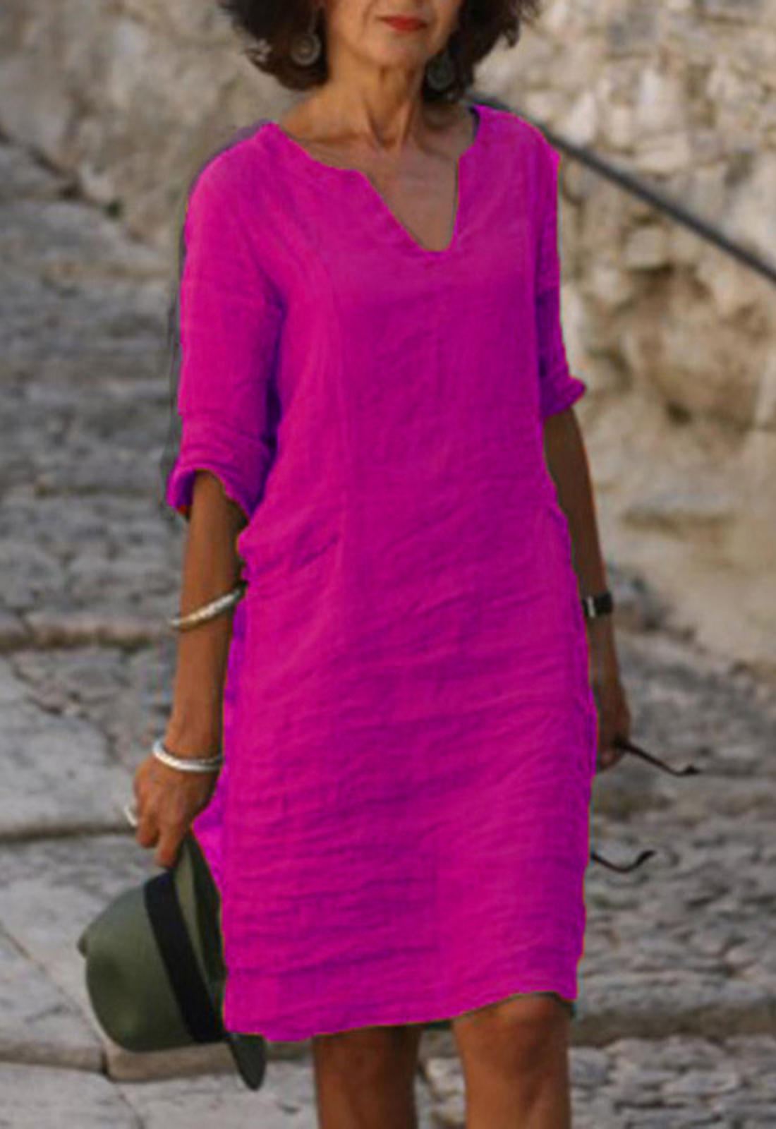Damen Kerbausschnitt Sommer Midi Kleid