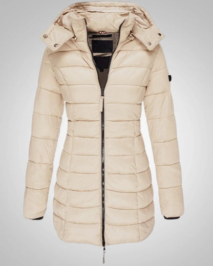 Ella | Damen Lange Kapuzen Winter Daunenjacke