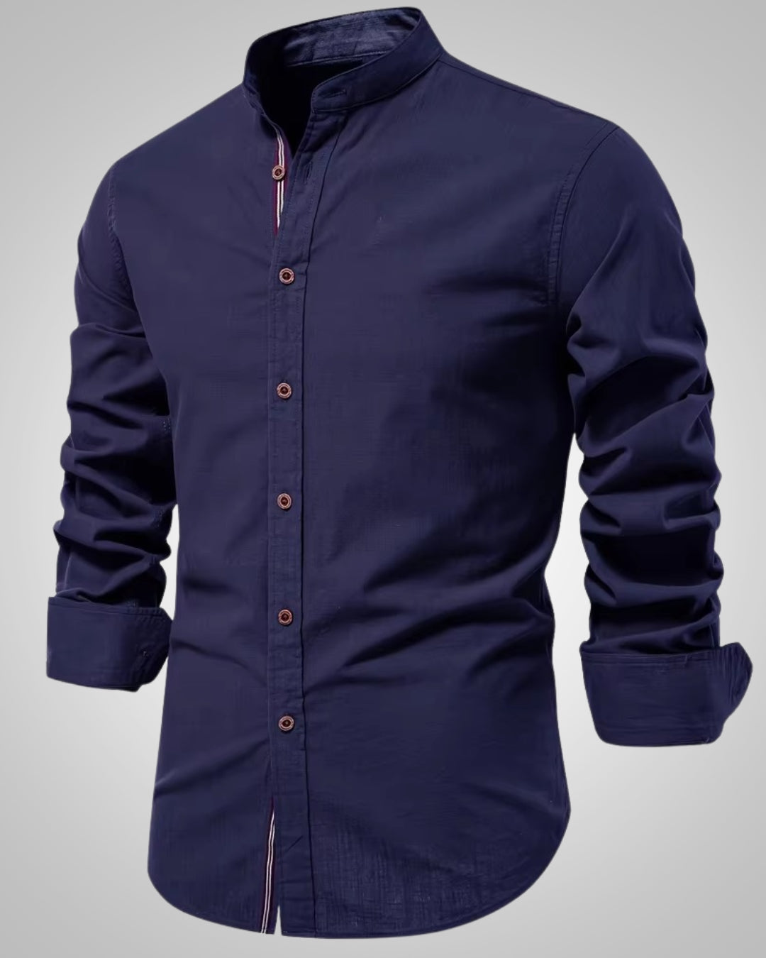 Herren Stehkragen Slim Fit Casual Hemd