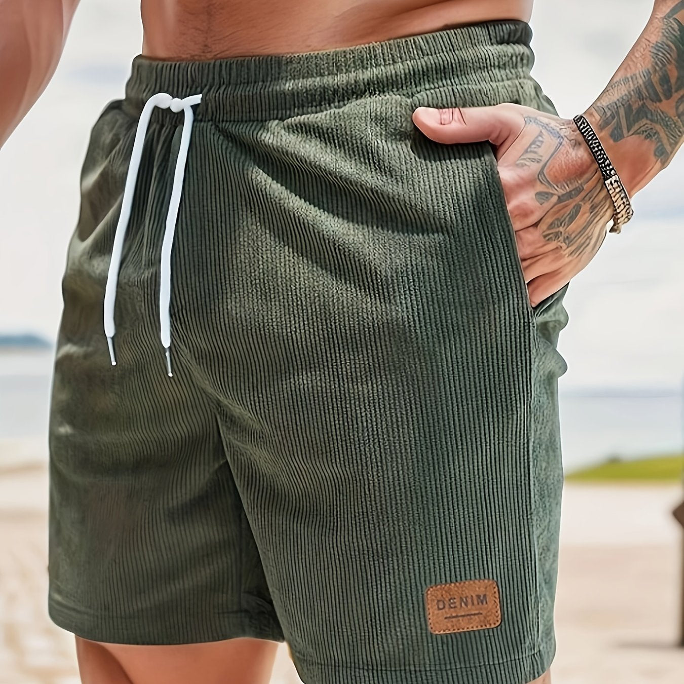 Herren Cord Kurze Sommer Bermuda Shorts