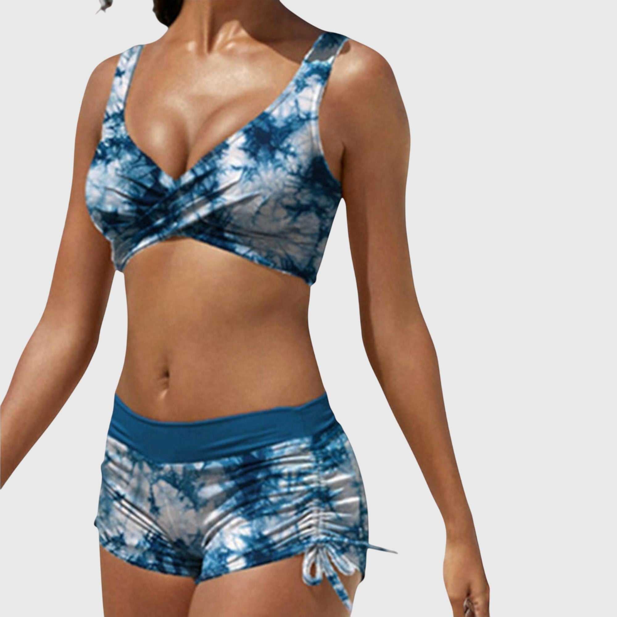 Damen Sommer Raffungsdetail High Waist Bikini