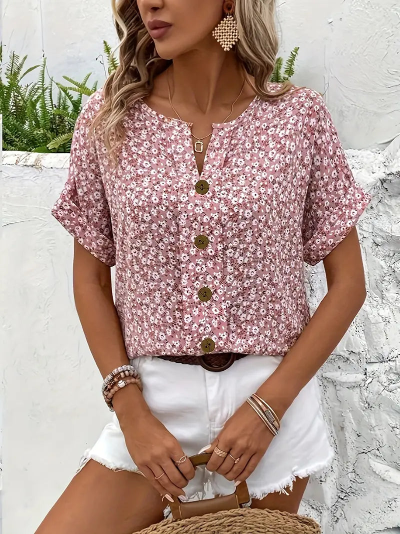 Damen Casual Kurzarm Sommer Bluse