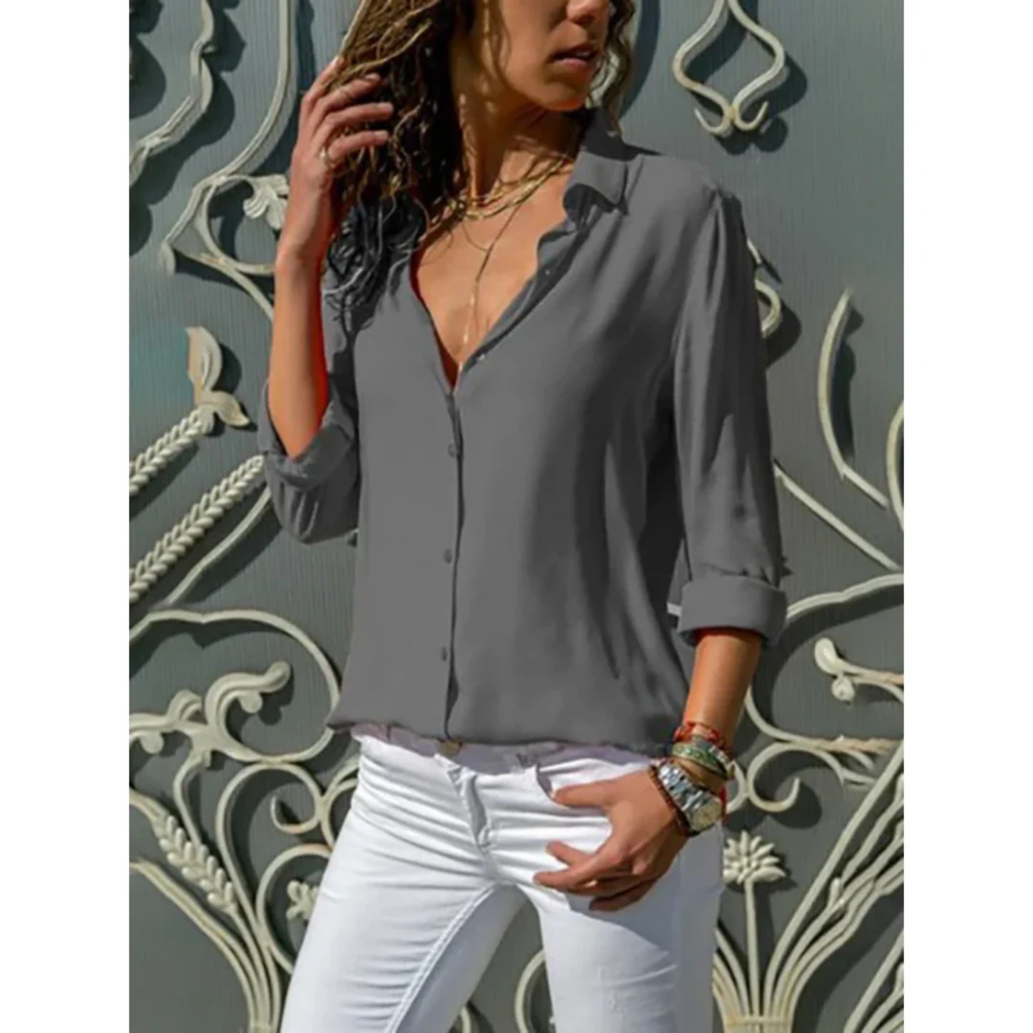 Damen Langarm Sommer Blouse