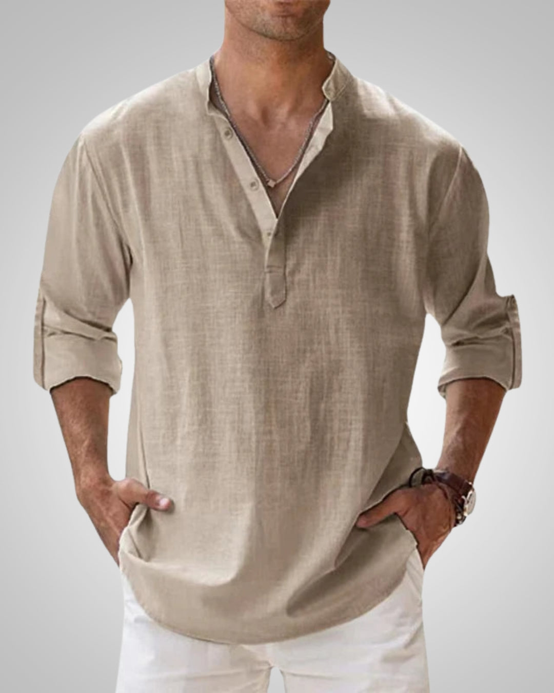 Martin | Herren Klassiker Leinen Henleyshirt