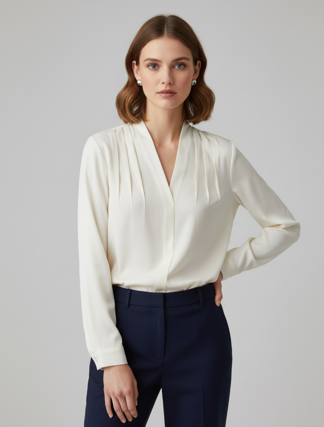 Damen Sommer Falten Langarm Bluse