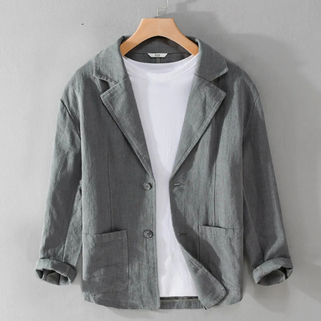 Herren Sommer Reverskragen Leinen Blazer