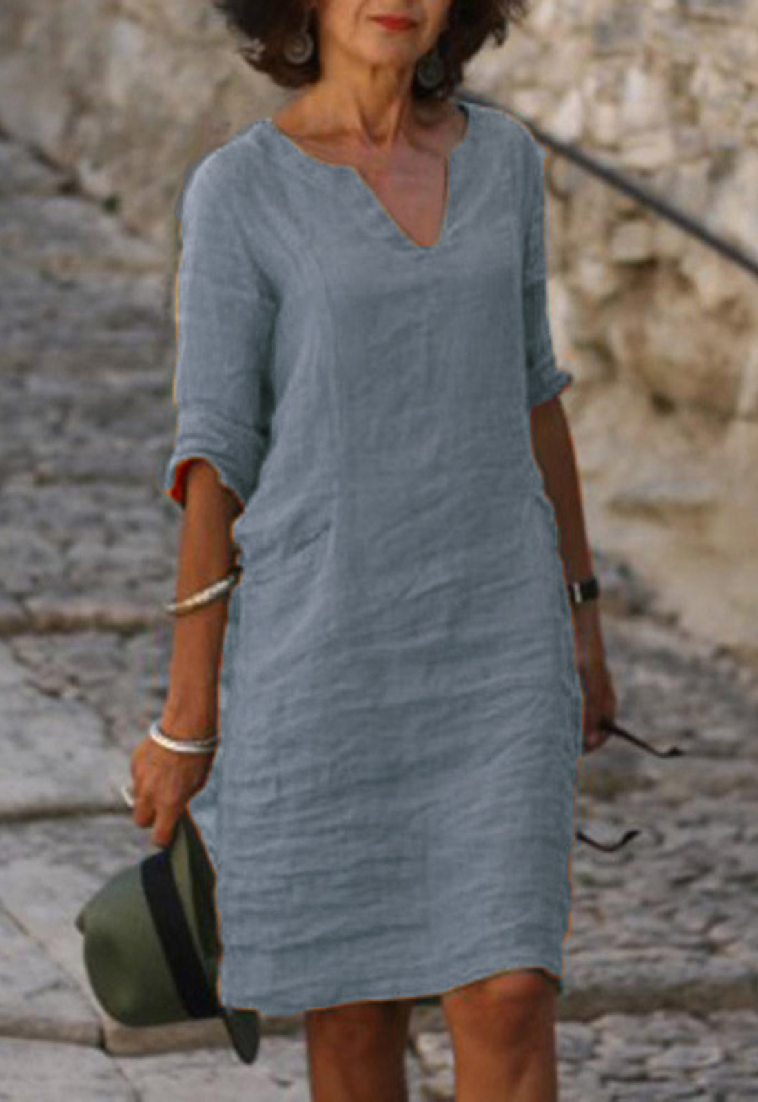 Damen Kerbausschnitt Sommer Midi Kleid