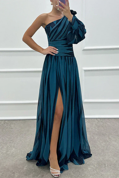 Frederike | Damen Elegante One-Shoulder Hochzeitsgastkleid