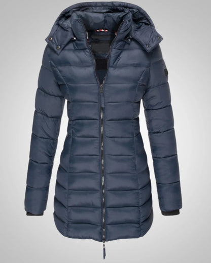 Ella | Damen Lange Kapuzen Winter Daunenjacke