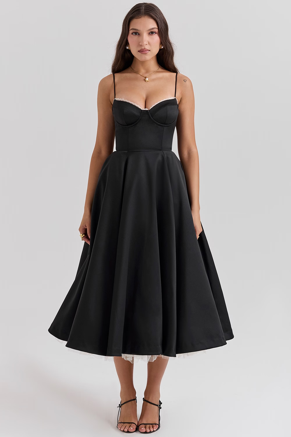 Damen Sommer Spaghettiträger Hochzeitsgast Midikleid