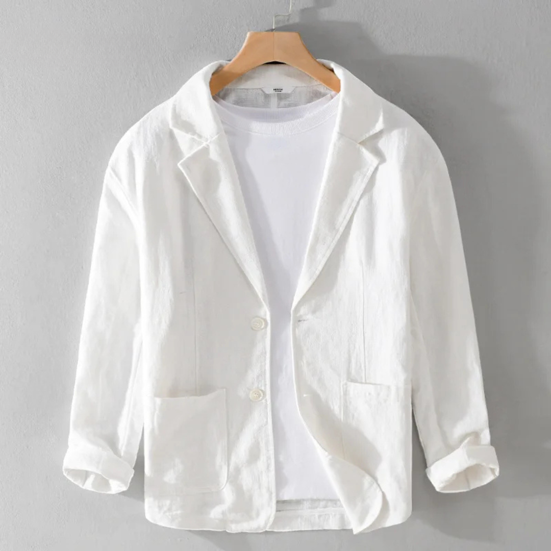 Herren Sommer Reverskragen Leinen Blazer