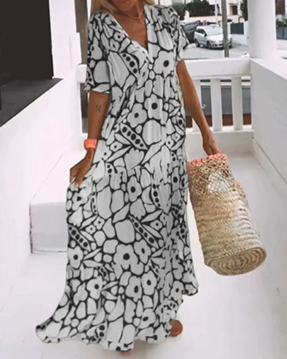 Leticia | Damen Bedrucktes V-Ausschnitt Sommerkleid