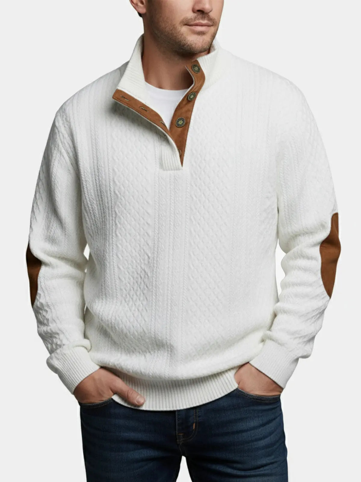 Moritz | Herren Casual Zopfmuster Regular Fit Pullover