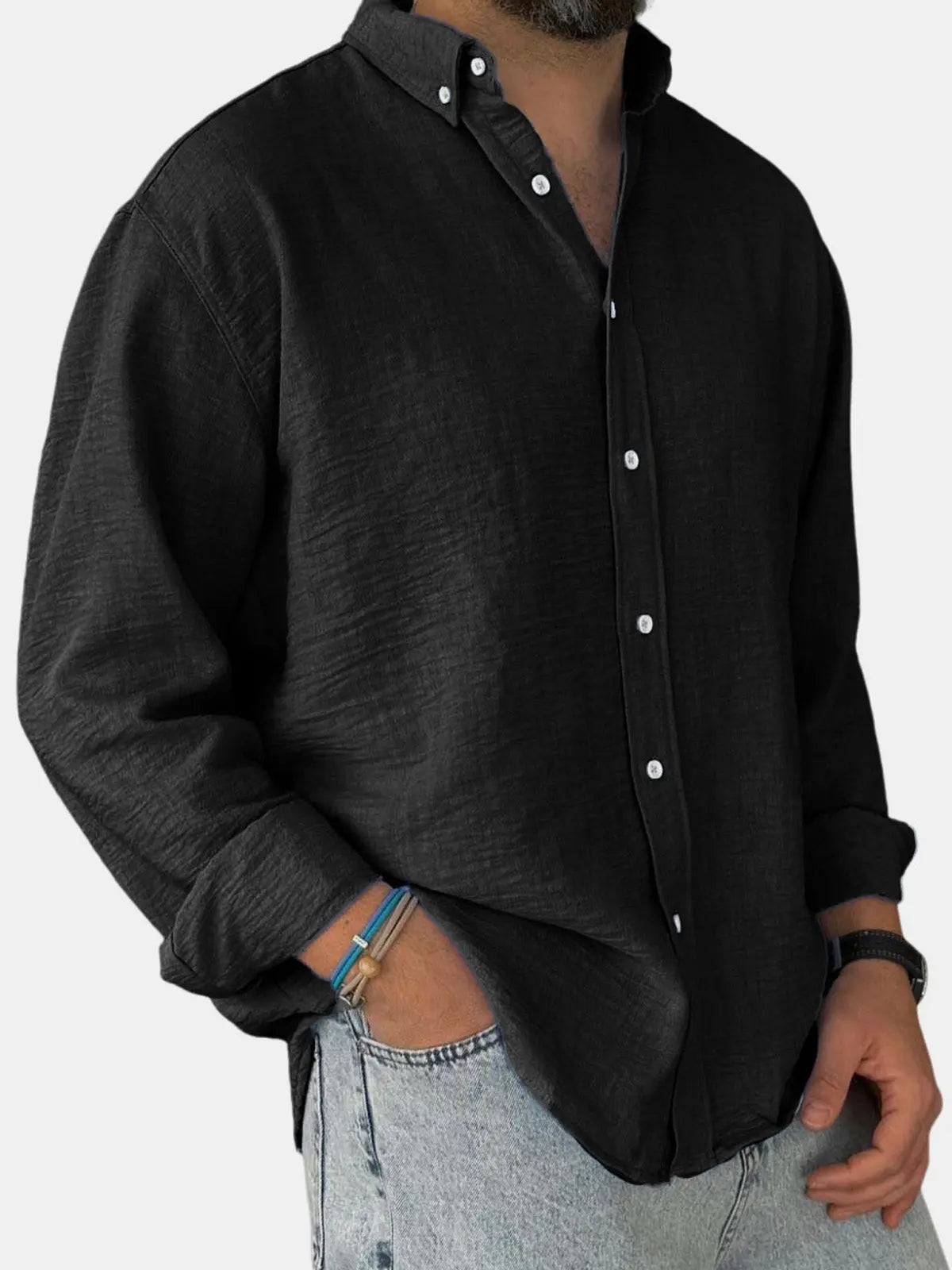 Herren Button-Down Langarmhemd | Zeitlos und komfortabel