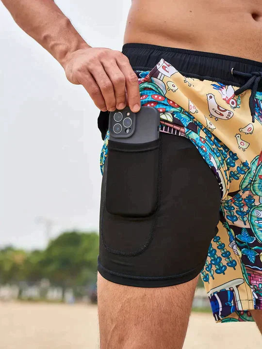 Herren Sportlicher Slim Fit Badehose mit Innenfutter
