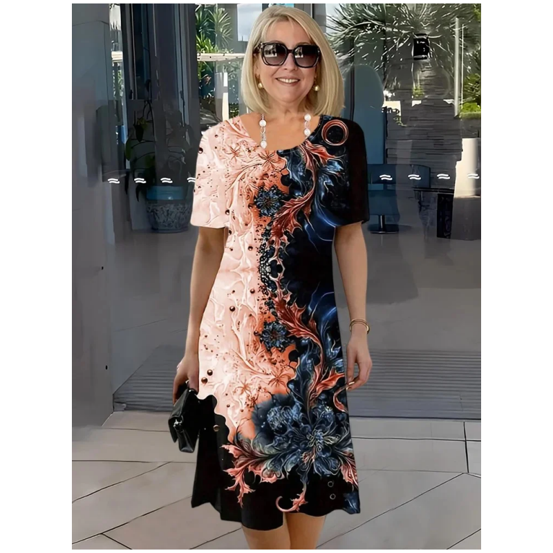 Damen Bedruckt Komfort Sommer Midikleid