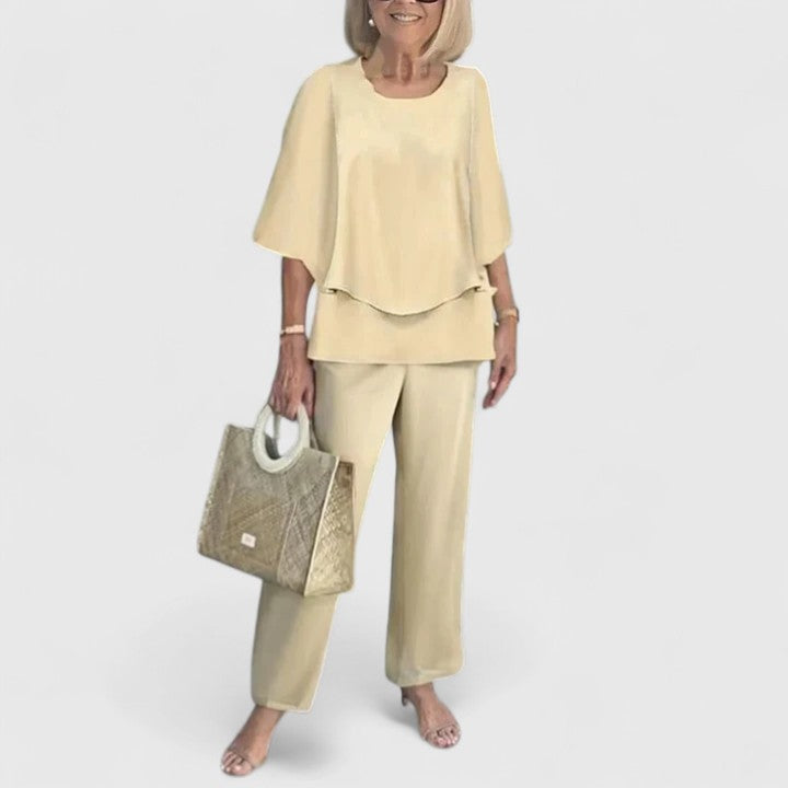 Damen Relaxed Fit Gemustert Casual Zweiteiler Set
