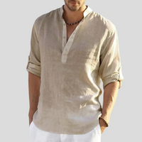 Herren Sommer Stehkragen Henley Hemd