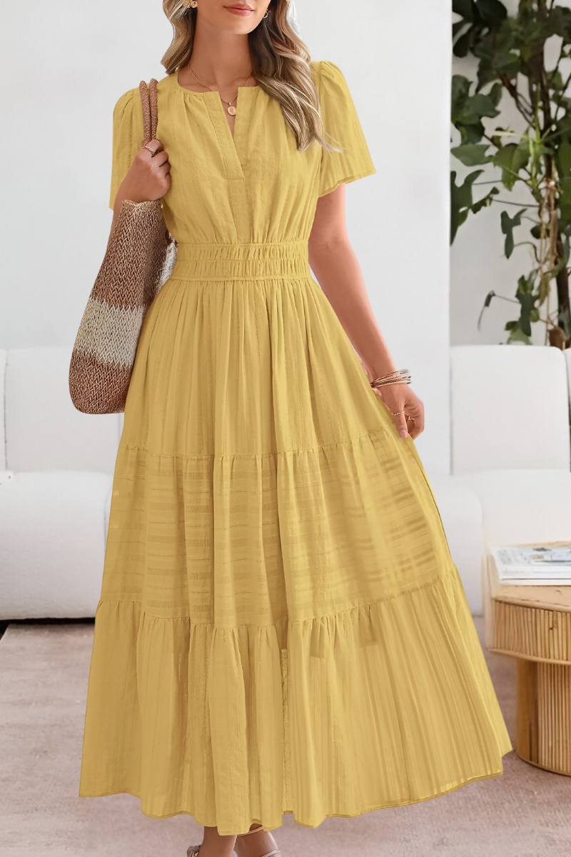 Damen Gestuft Boho Strand Midikleid