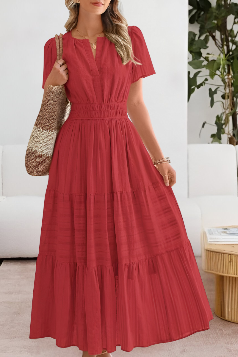 Damen Gestuft Boho Strand Midikleid