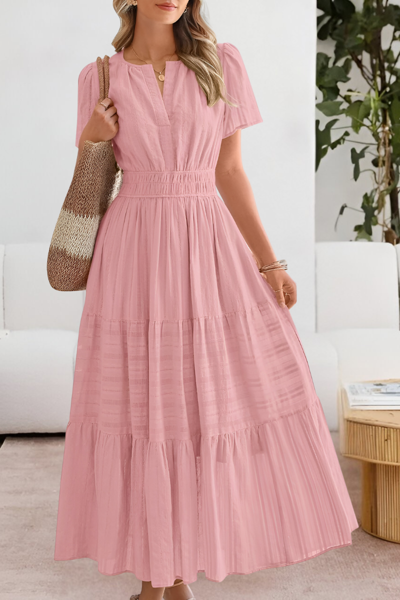 Damen Gestuft Boho Strand Midikleid
