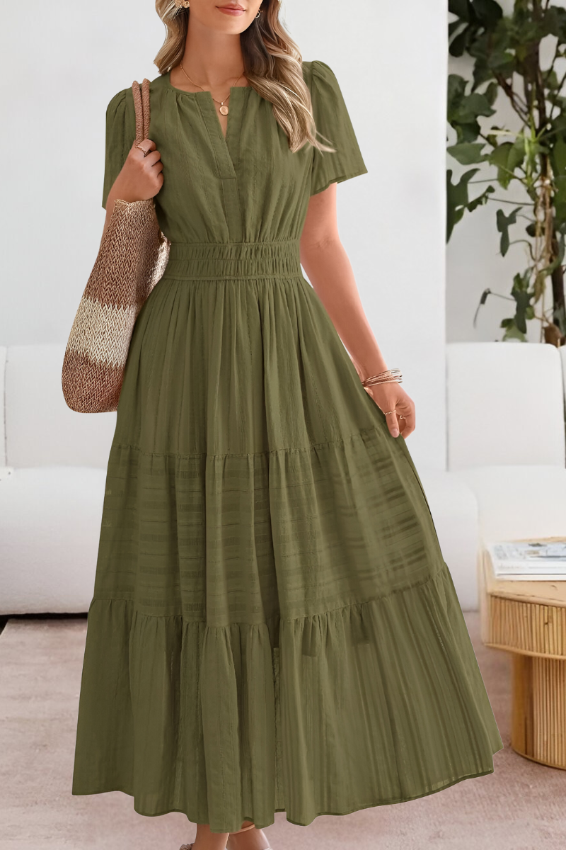 Damen Gestuft Boho Strand Midikleid