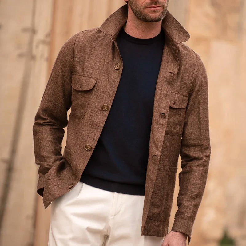 Herren Brusttaschen Sommer Overshirt Blazer